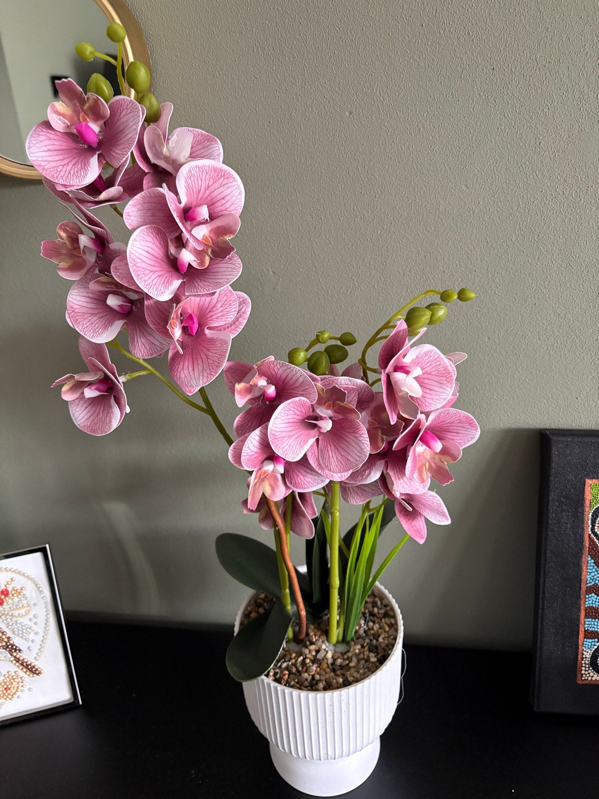 Kunst orchidee in pot - Roze, Binnen, Roze, Kunstbloem, Nieuw
