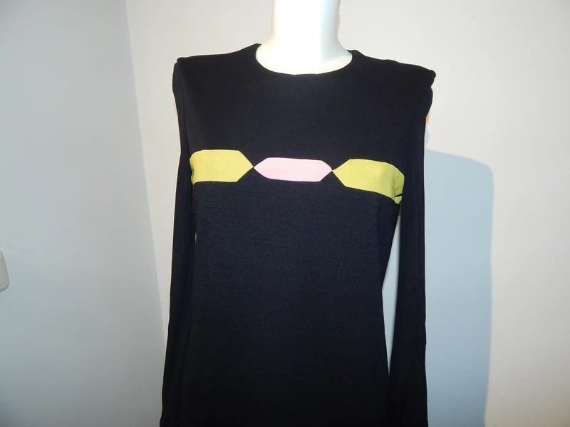 Gianni Versace designer vintage jurk abstracte look IT 42, Verzenden, Zwart, Gianni Versace, Zo goed als nieuw