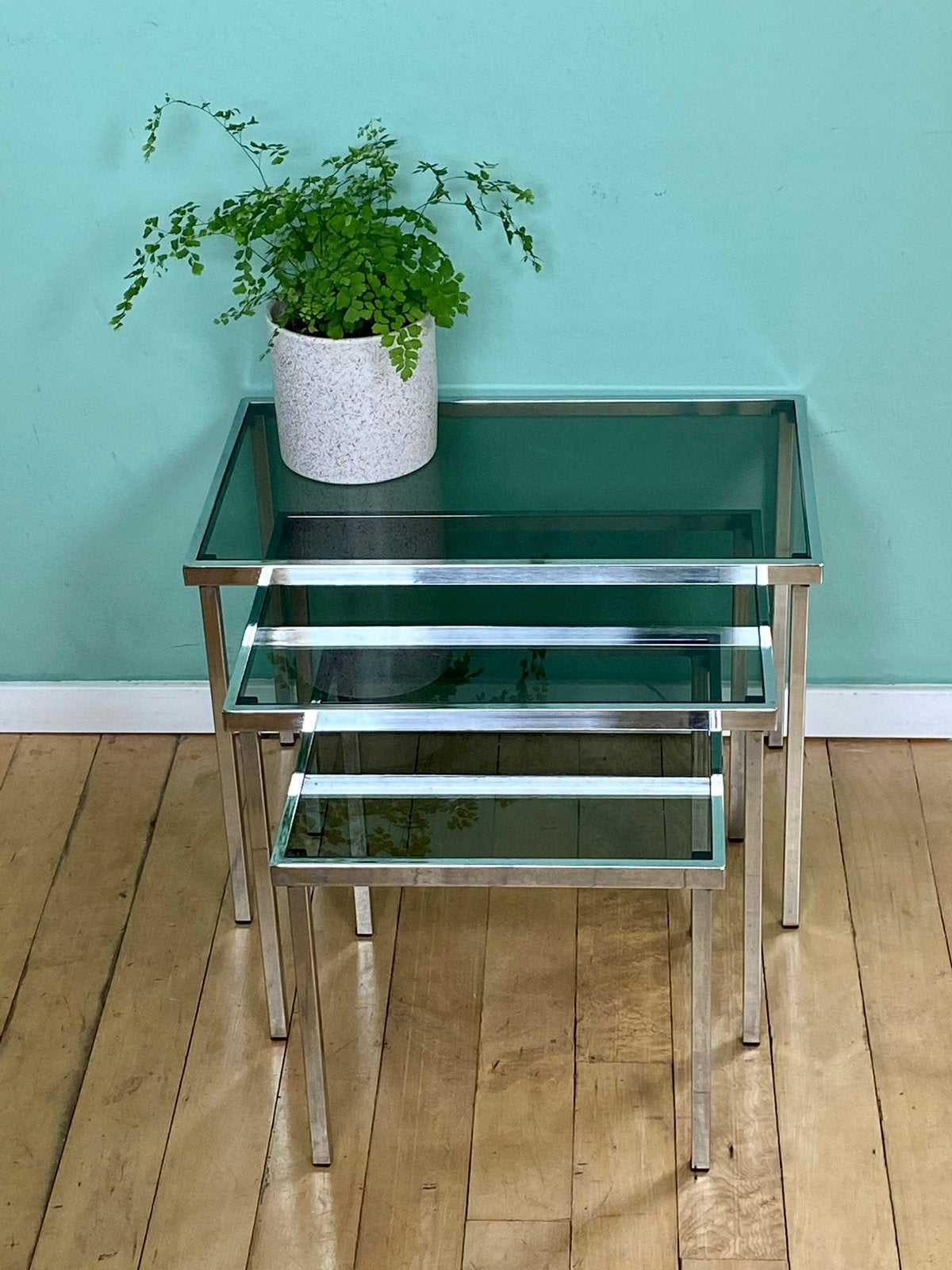 Prachtige Midcentury Modern Mimiset Chroom / retro rookglas, Ophalen, Minder dan 45 cm, Minder dan 55 cm, Gebruikt