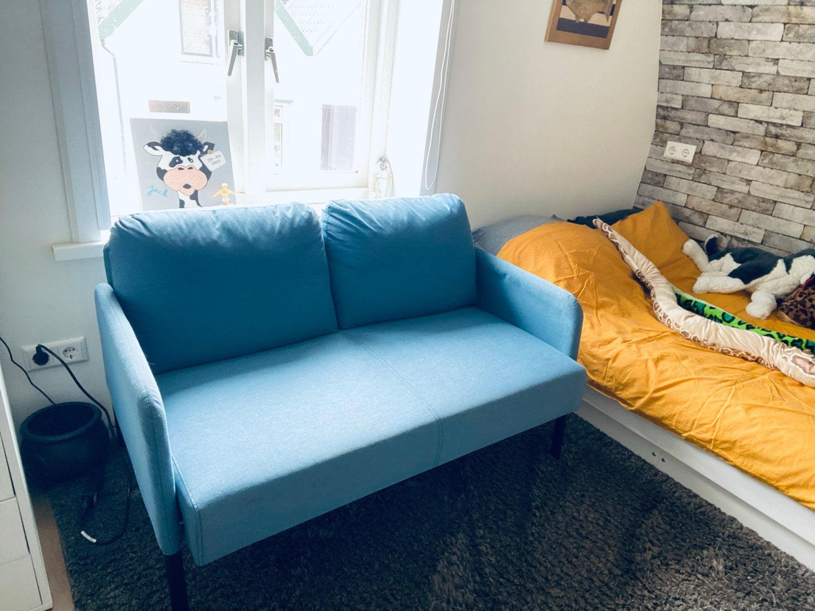 IKEA glostad tweezitsbank - blauw, Ophalen, Gebruikt, Tweepersoons, 75 tot 100 cm