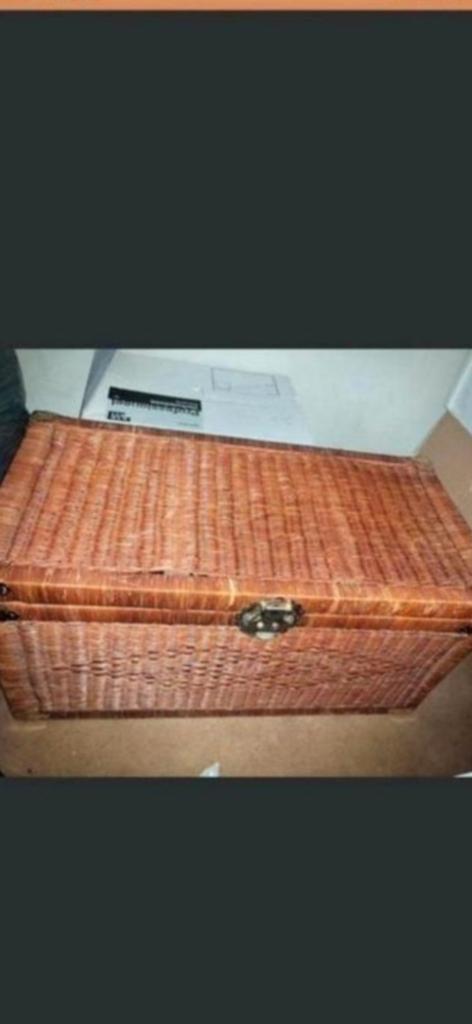 Rieten vintage dekenkist €20, Huis en Inrichting, Woonaccessoires | Kisten, Minder dan 50 cm, Gebruikt, 50 tot 100 cm, Ophalen of Verzenden
