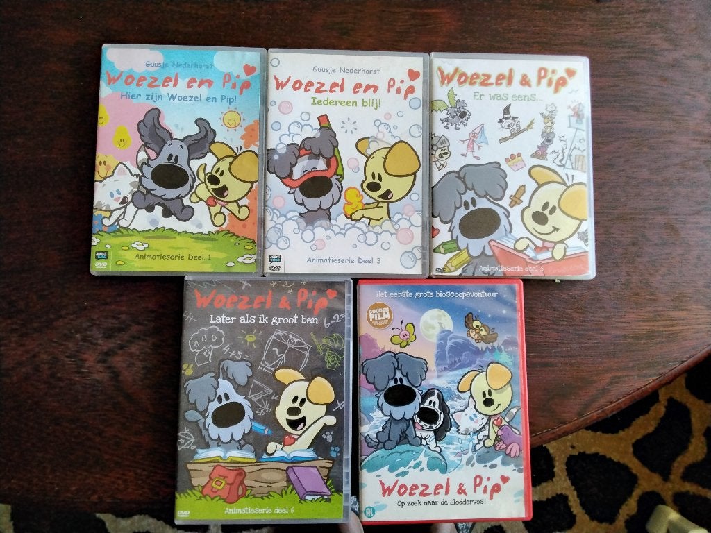Woezel & pip 5 dvds, origineel, Avontuur, Alle leeftijden, Ophalen of Verzenden, Zo goed als nieuw
