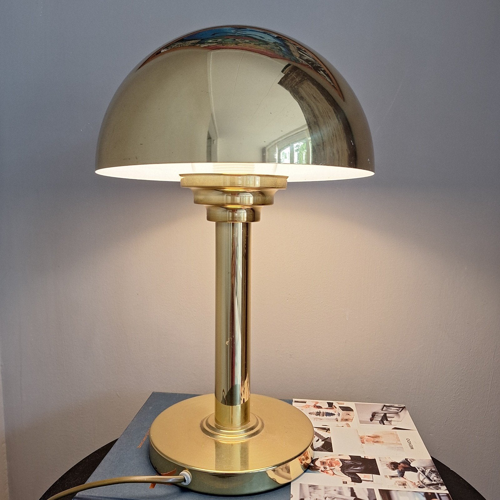 WSB Germany messing mushroom tafellamp lamp, Gebruikt, Jaren '60-'70, Ophalen of Verzenden, Metaal