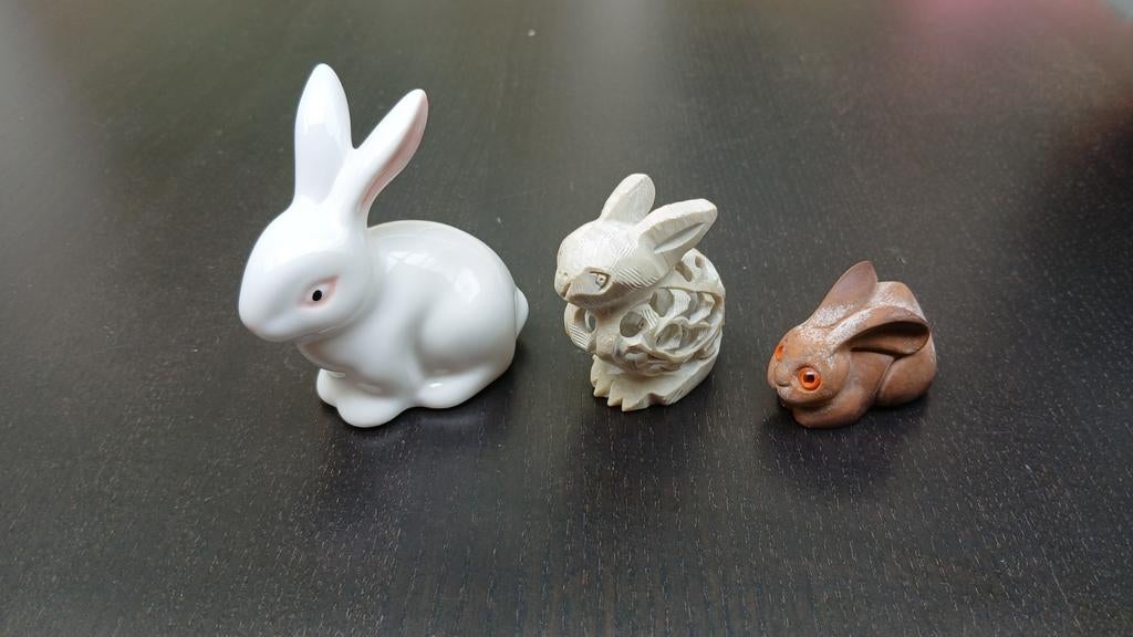 3 beeldjes konijn, Ophalen of Verzenden, Zo goed als nieuw, Beeldje of Figuurtje