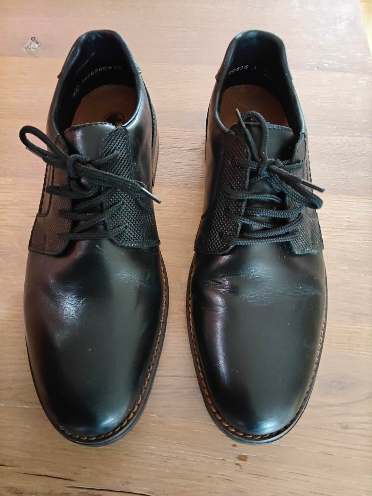Rieker herenschoenen zwart, leer, maat 43, Kleding | Heren, Schoenen, Ophalen of Verzenden, Zo goed als nieuw, Zwart