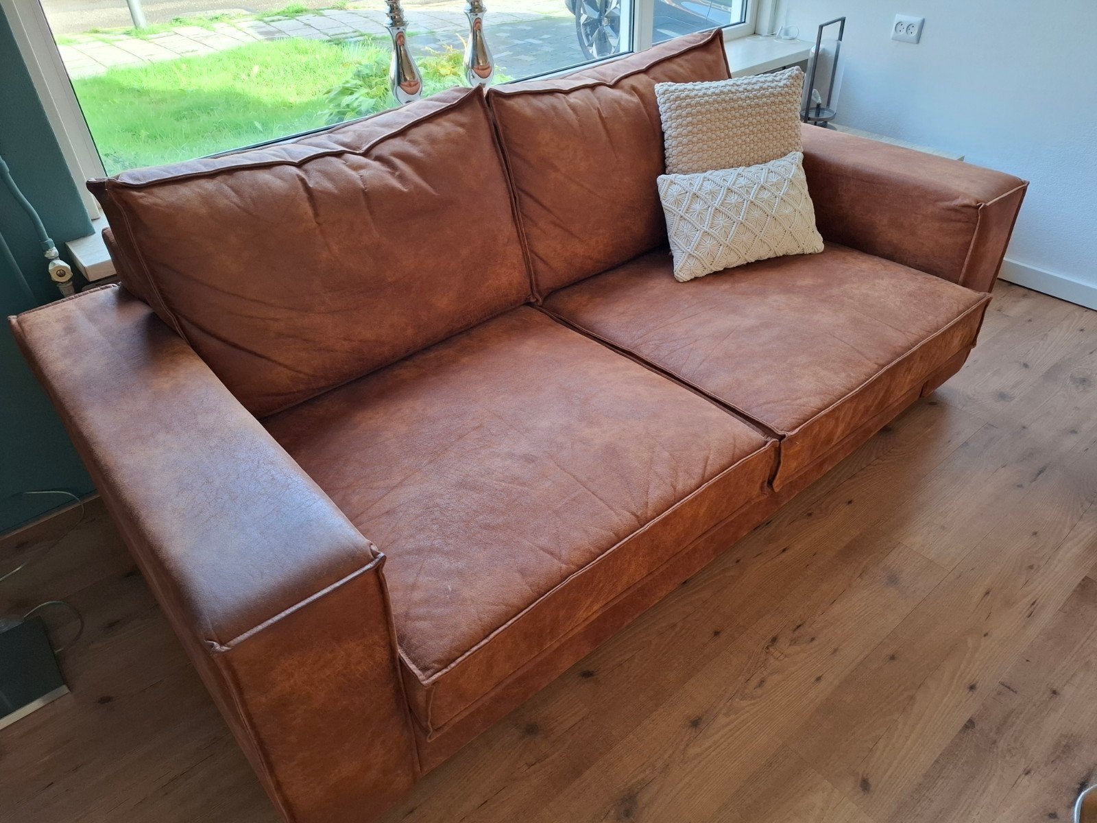 2 cognac banken – 2,5-zits en 2-zits – Buffelleer, Ophalen, Zo goed als nieuw, Leer