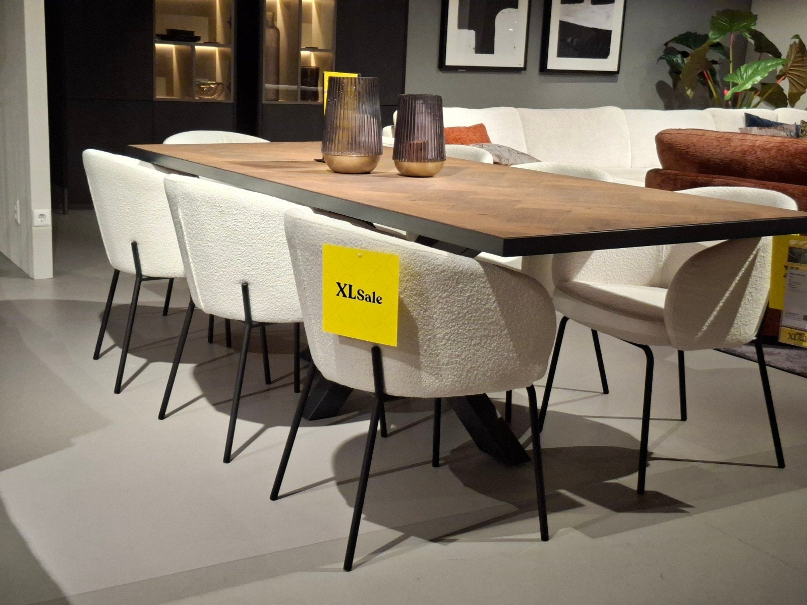 Showroommodel Montel Eetkamerstoel Tune set van 7, Huis en Inrichting, Stoelen, Ophalen, Zwart, Nieuw, Stof