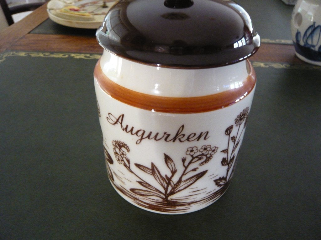 vintage augurken potje met deksel 16cm, Antiek en Kunst, Ophalen of Verzenden