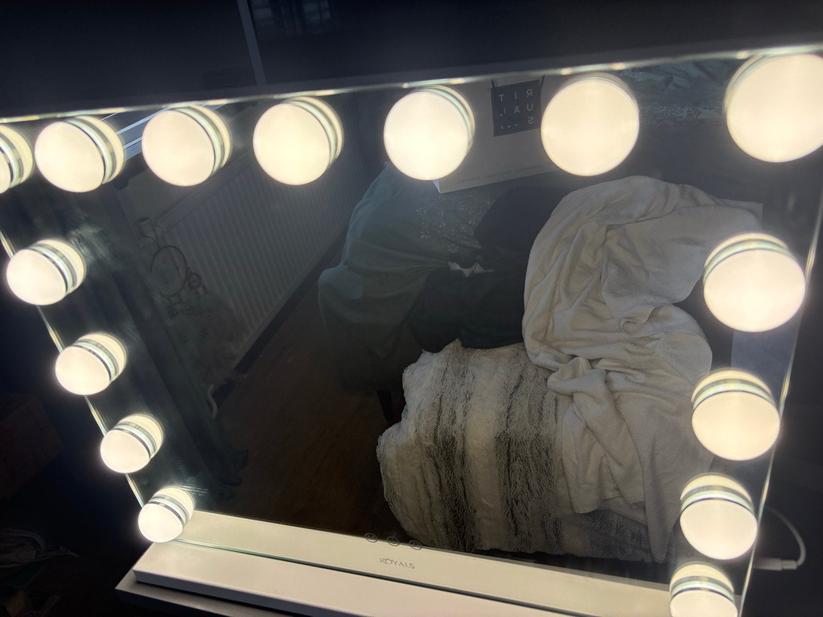 Spiegel met verlichting - Hollywood make-up spiegel, Ophalen of Verzenden, Zo goed als nieuw, Minder dan 100 cm, Rechthoekig