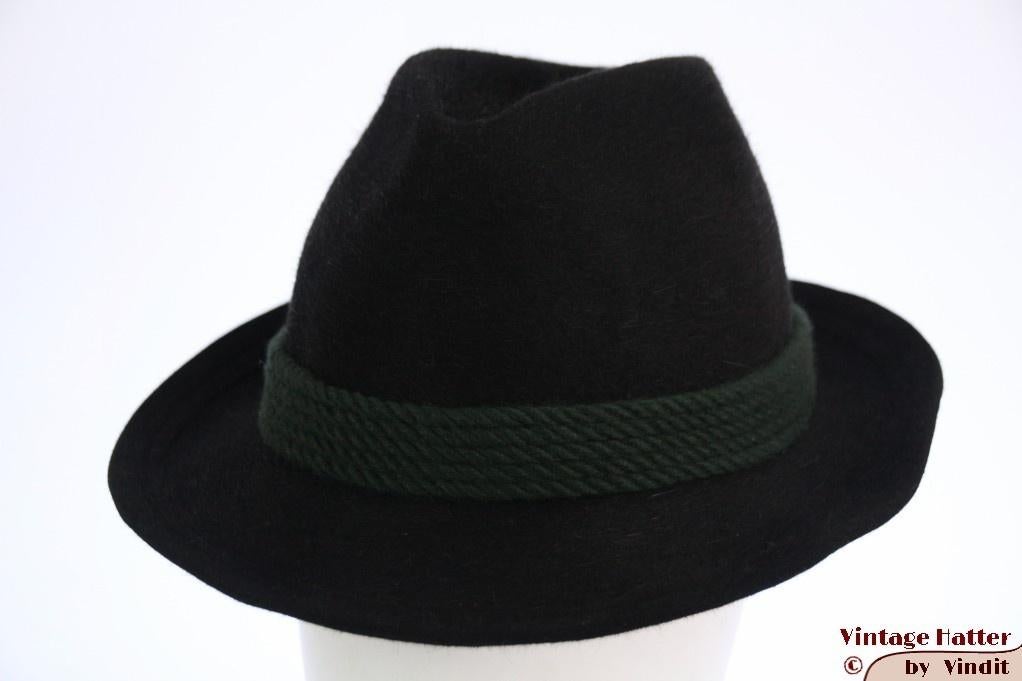 Vintage tiroler Jachthoed Zapf - Breiter zwart haarvilt 57, Kleding | Heren, Hoeden en Petten, Zapf - A. Breiter, Hoed, Ophalen of Verzenden