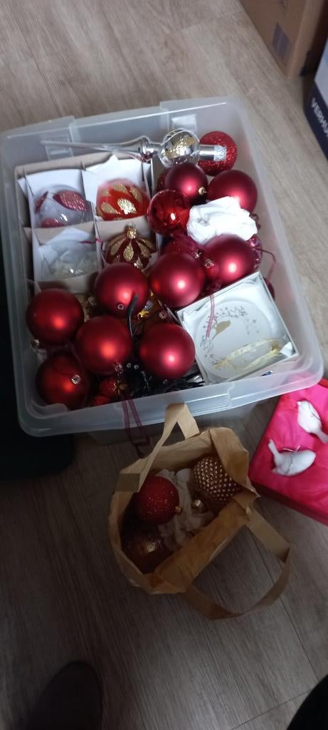 Kerstballen rood, bijenkorf kerstballen, Diversen, Kerst, Ophalen of Verzenden