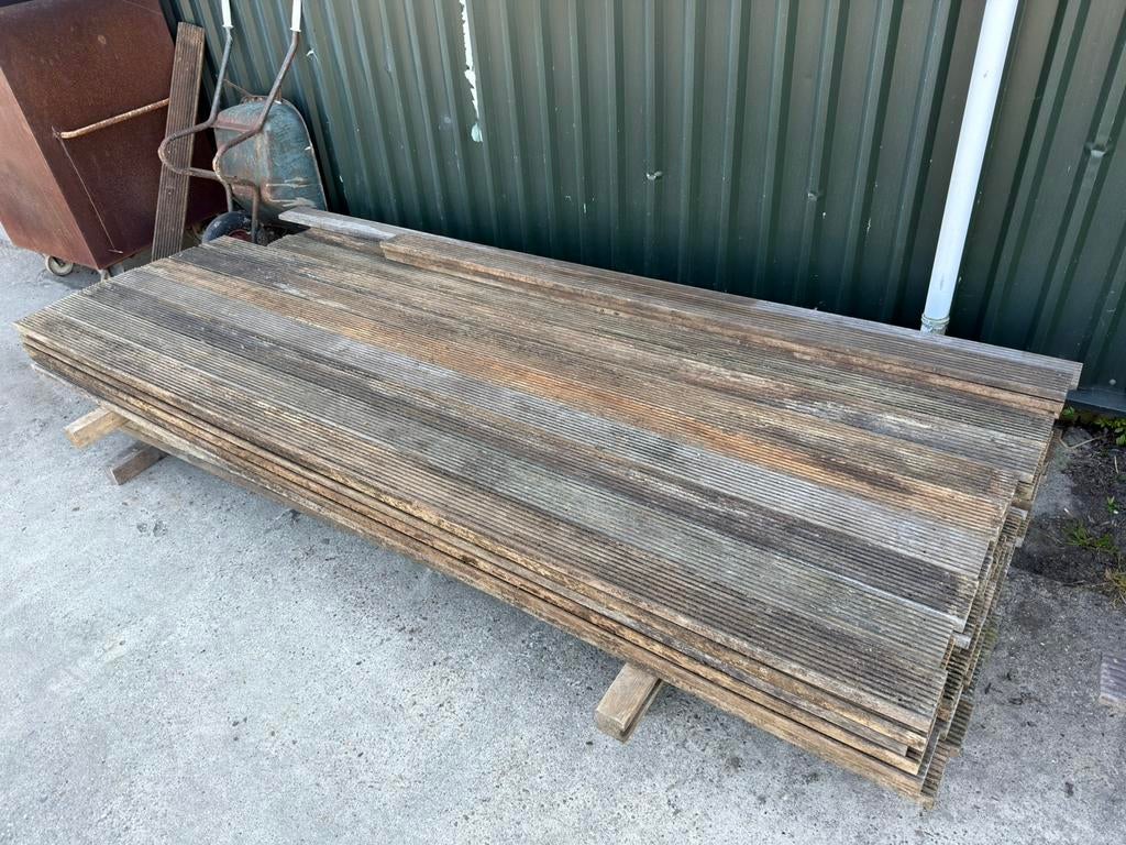 Hardhouten Vlonderplanken Vlonder Planken 25 m2 3cm dik, Tuin en Terras, Terrasdelen en Vlonders, Ophalen, Gebruikt, Hout