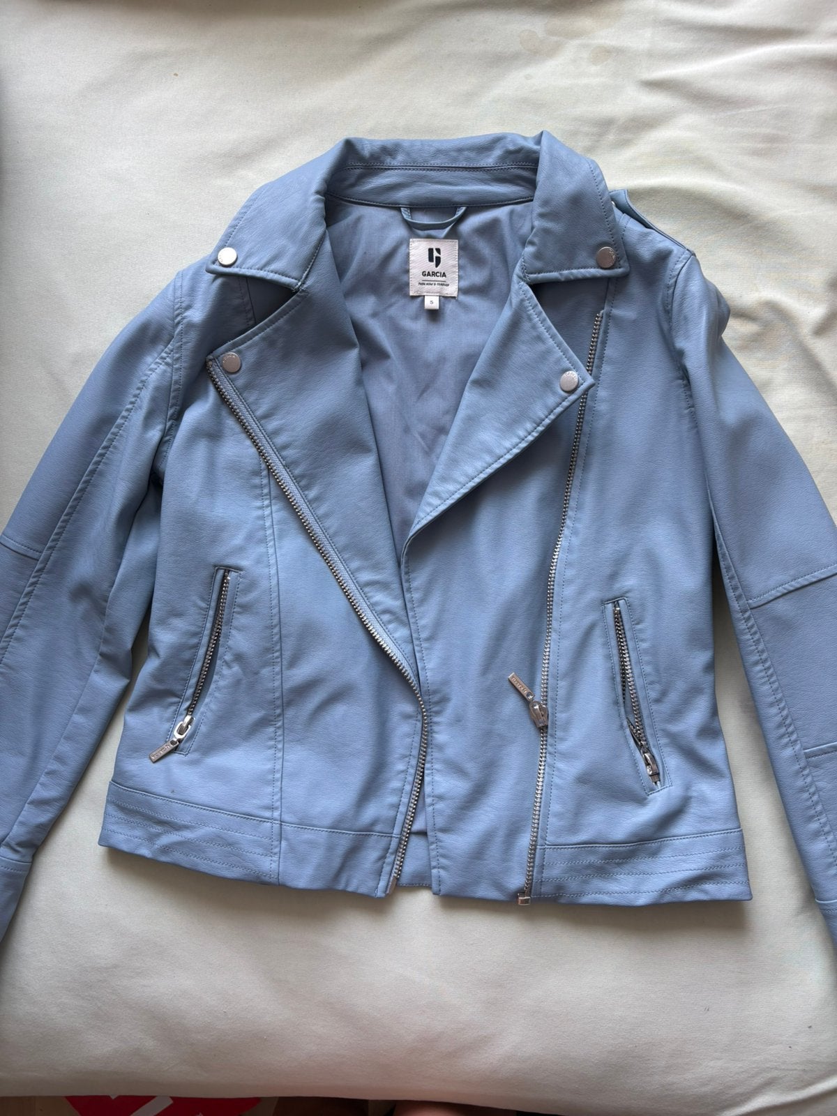 Blue leather jacket, Ophalen of Verzenden, Nieuw, Maat 36 (S), Blauw