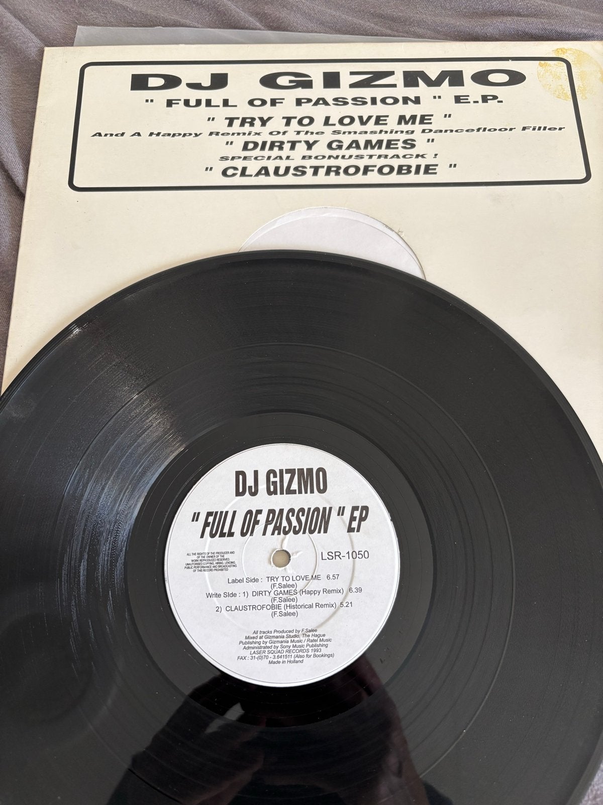 DJ Gizmo - Full Of Passion EP (1993 Hardcore / Early Rave), Cd's en Dvd's, Gebruikt, Hardcore, Originele persing, Ophalen of Verzenden