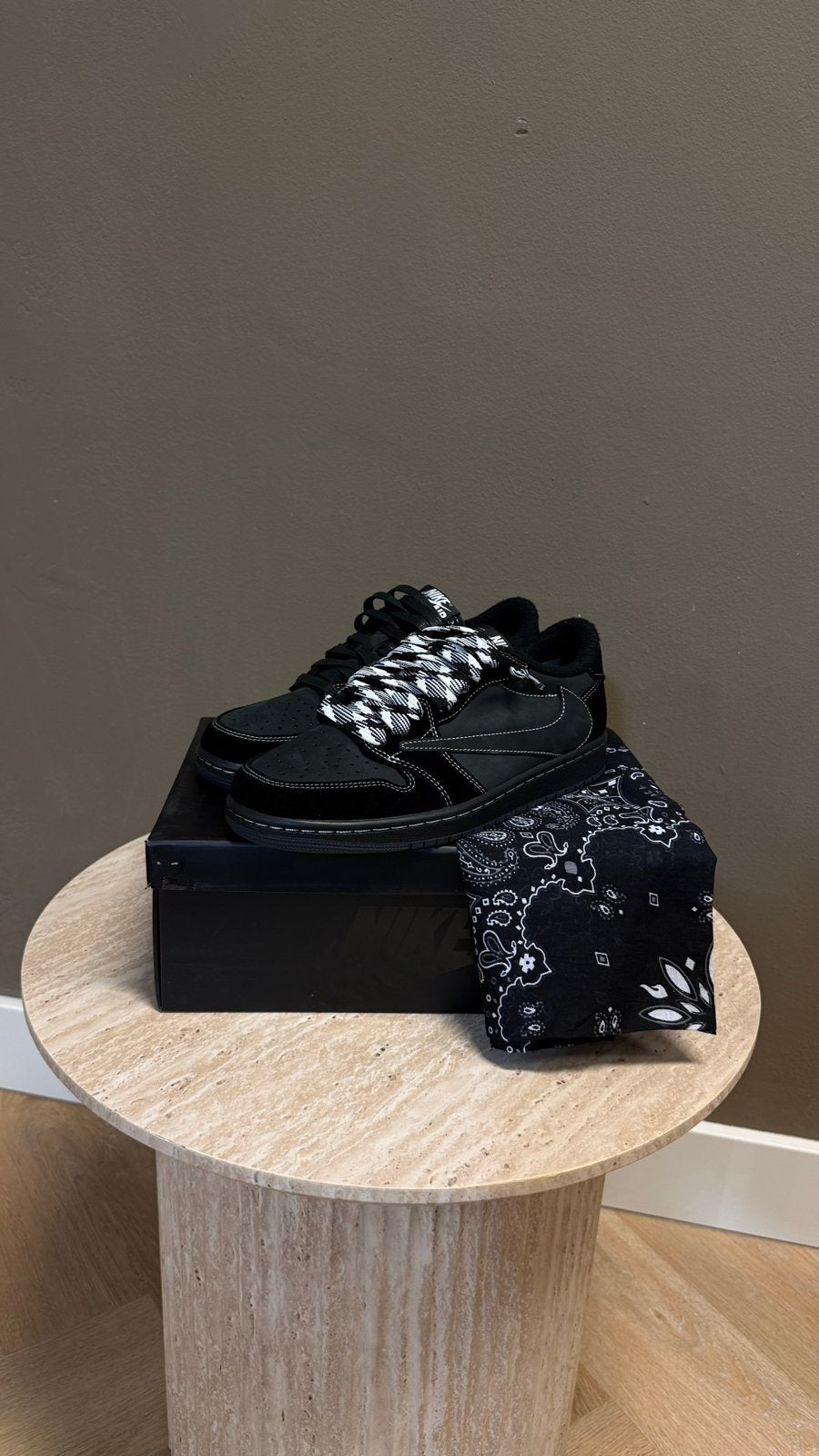 Nike Jordan 1 Low Travis Scott Black Phantom, Ophalen of Verzenden, Nieuw, Zwart, Sneakers of Gympen