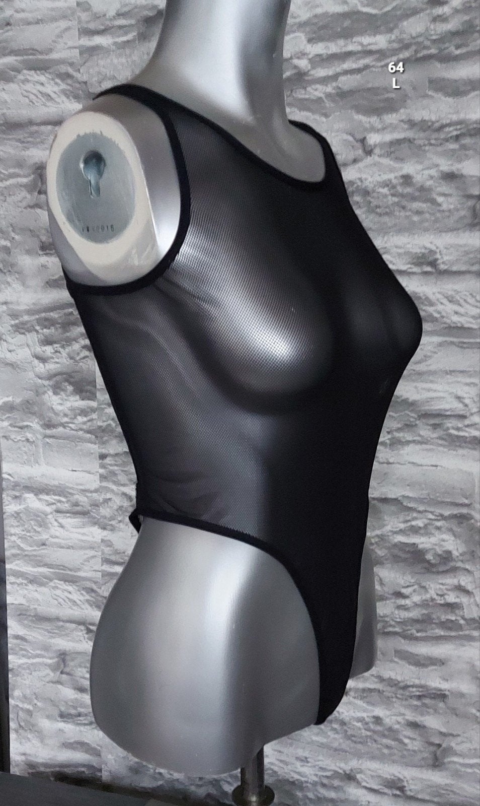 Kinky Zwarte transparante fishnet body met open rug, Onbekend, Ophalen of Verzenden, Zwart, Body of Korset