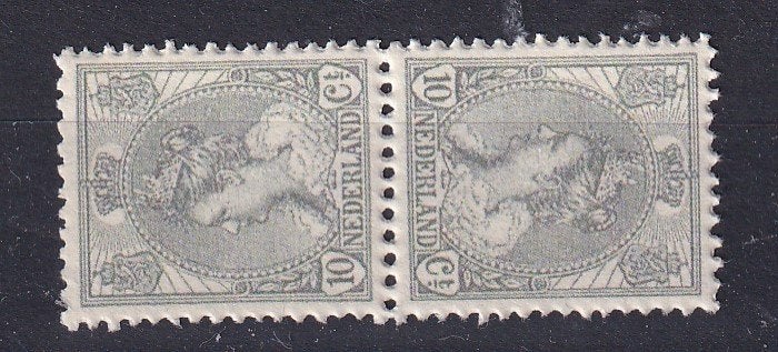 X155) 1899 NL 10 cent grijs tete beche MNH geen garantie, Ophalen of Verzenden, T/m 1940, Postfris