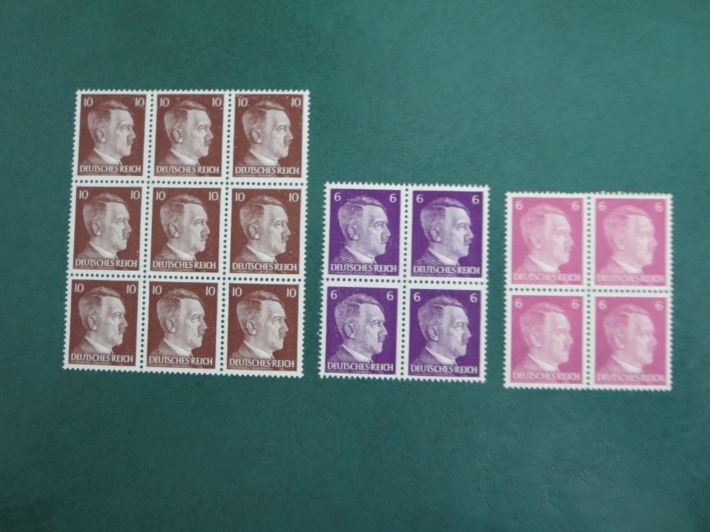 Duitse Rijk  3 X Hitler Blokjes, Verzenden, Duitse Keizerrijk, Postfris