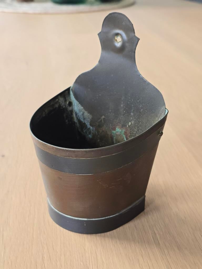 Zeldzame antieke koperen wandbak zeepbak / zoutbad 19e eeuw, Ophalen of Verzenden