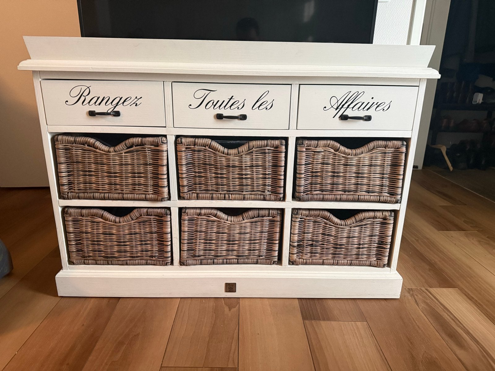 Riviera Maison Dressoir met rieten manden, Ophalen, 100 tot 150 cm, Zo goed als nieuw, Met lade(s)