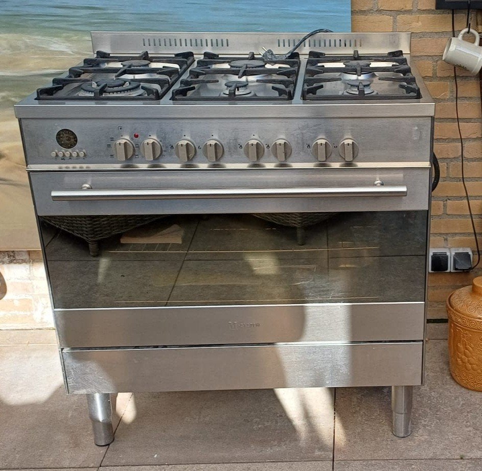 Gasfornuis 5-pits + wokbrander, Ophalen, Gebruikt, 50 tot 100 cm, Minder dan 100 cm