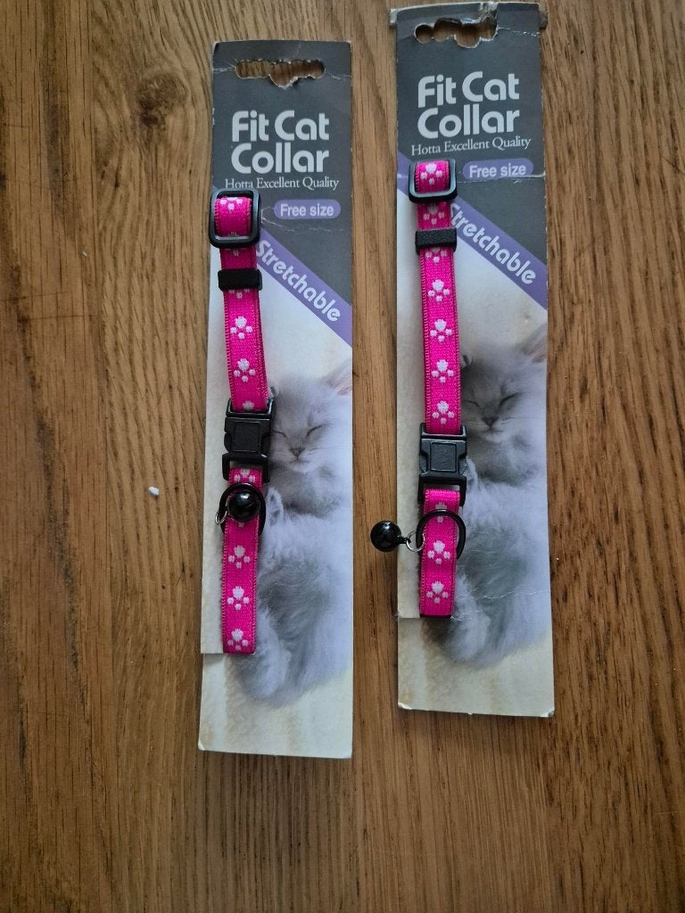 2 fit cat collar halsbandje met belletje,roze, Dieren en Toebehoren, Katten-accessoires, Ophalen, Zo goed als nieuw