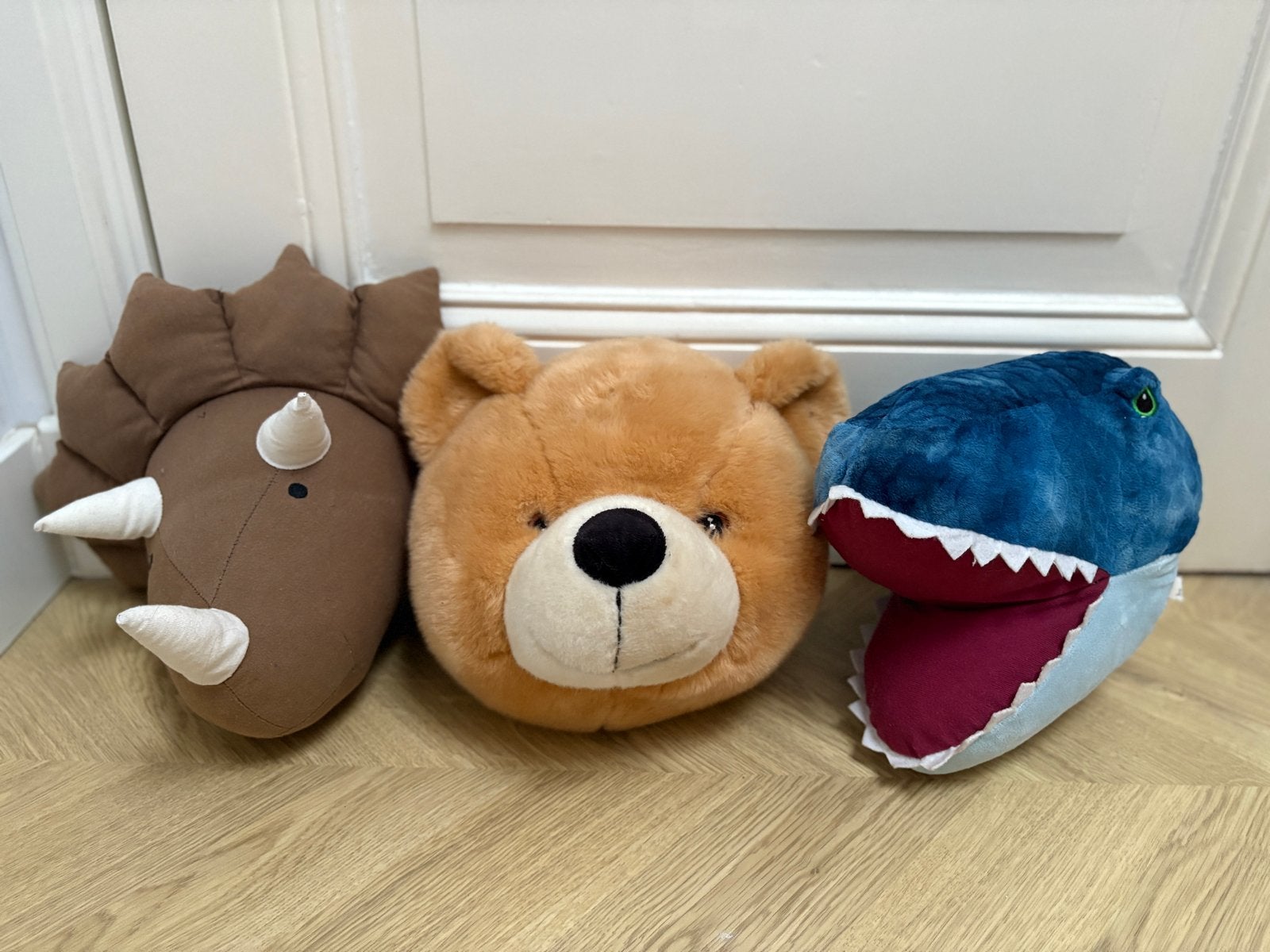Leuke knuffelkoppen: Dinosaurus, Beer, Triceratops, Dinosaurus, Blauw, Ophalen of Verzenden, Zo goed als nieuw