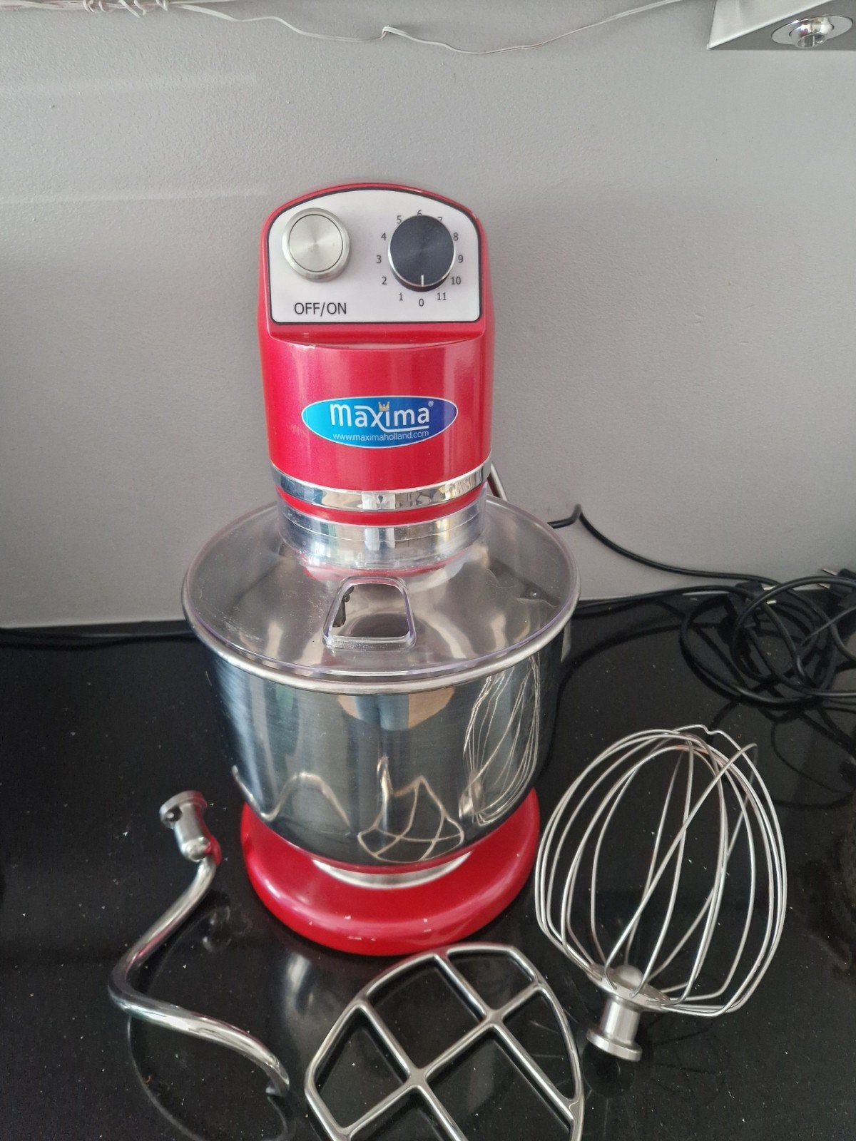 Maxima Planetaire Mixer 7L Rood - Zo goed als nieuw, 4 liter of meer, Ophalen of Verzenden, Zo goed als nieuw, 3 snelheden of meer