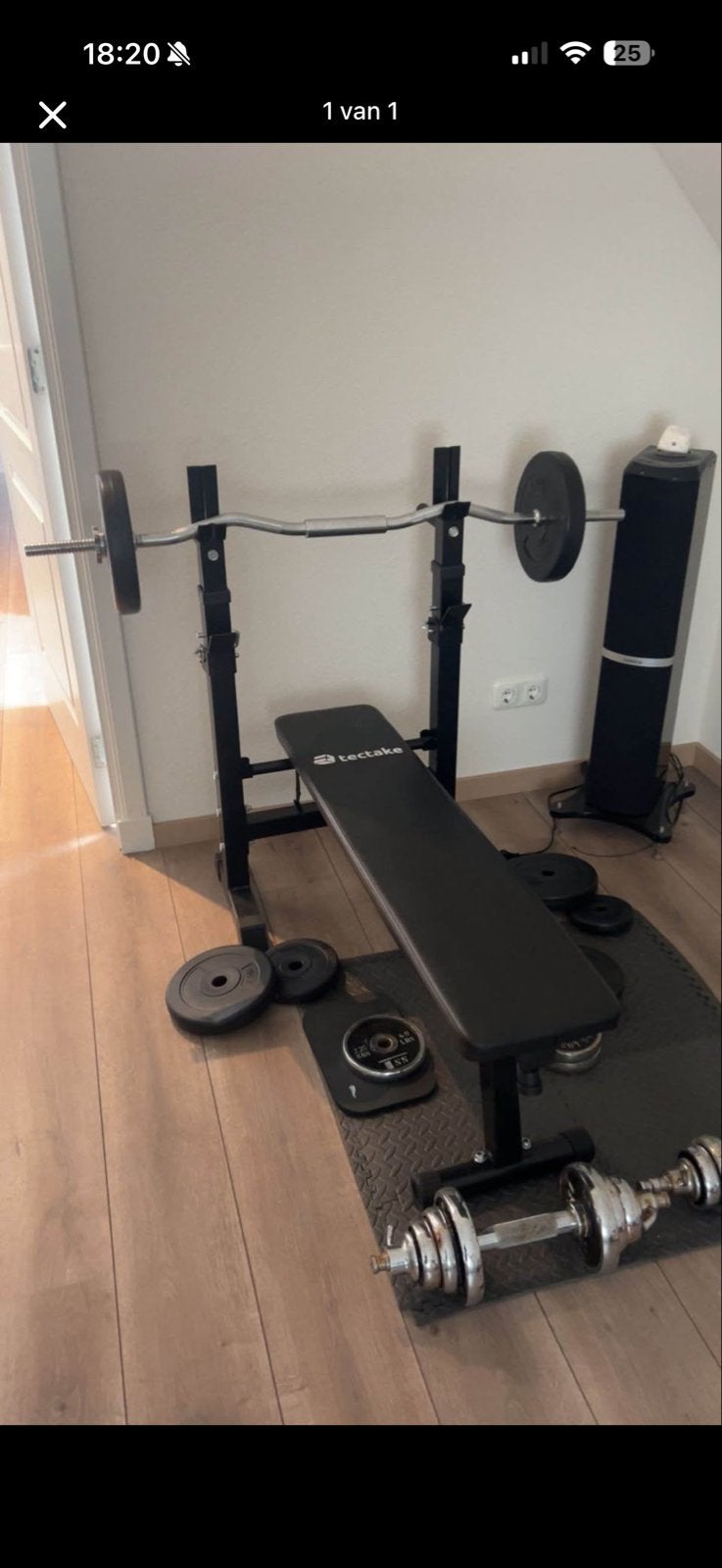 Tectake fitnessbank met gewichten, Sport en Fitness, Ophalen, Gebruikt, Armen, Fitnessbank