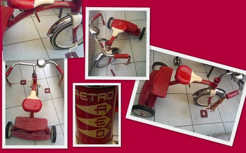 Vintage Driewieler radio flyer retro rood voor 2.5 -5 jaar, Fietsen en Brommers, Ophalen, Gebruikt, Terugtraprem, Verstelbare zitting