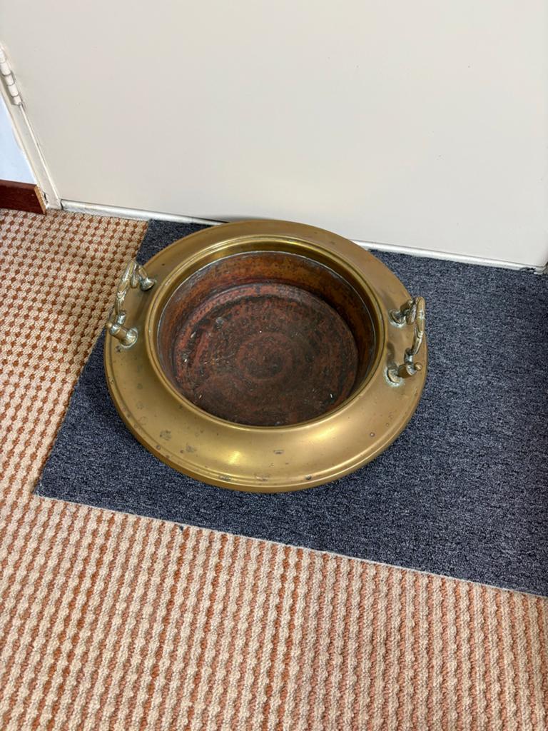 Antieke koperen of bronzen ketel/pot met handvatten, Ophalen of Verzenden, Koper