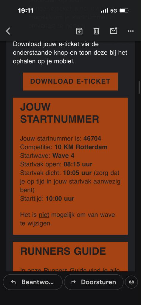 Startbewijs 10 km marathon van Rotterdam, Eén persoon, April