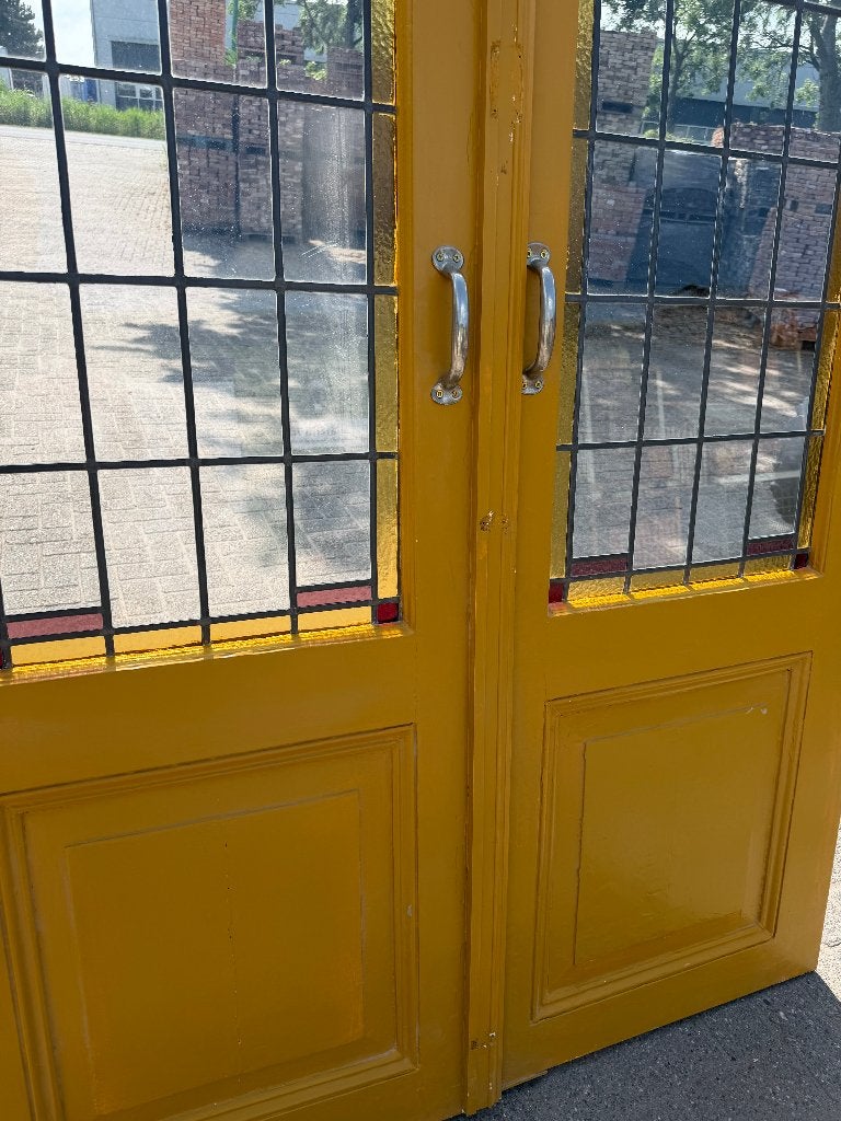 Set openslaande glas in lood deuren 208x135cm., Ophalen
