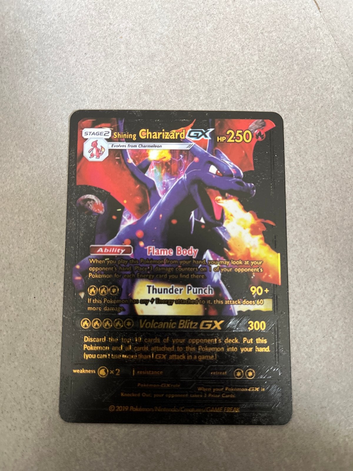 Shining Charizard GX Holografische Pokémon Kaart, Ophalen, Zo goed als nieuw, Losse kaart, Foil