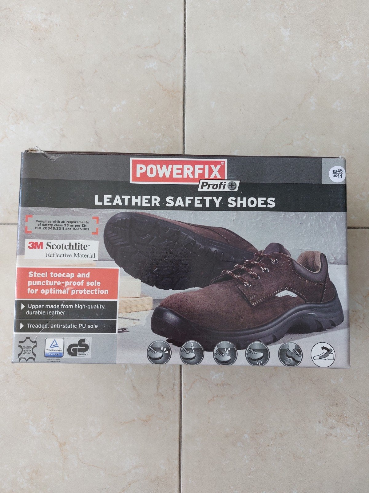 Powerfix Leren Veiligheidsschoenen Maat 45 Bruin, Verzenden, Nieuw