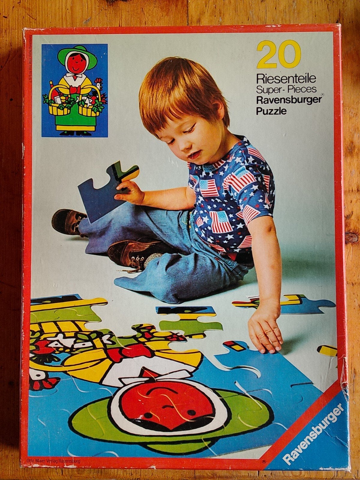 Vintage Ravensburger vloerpuzzel 20 Stukjes Boerenvrouw, Ophalen of Verzenden, 10 tot 50 stukjes, Gebruikt, 2 tot 4 jaar