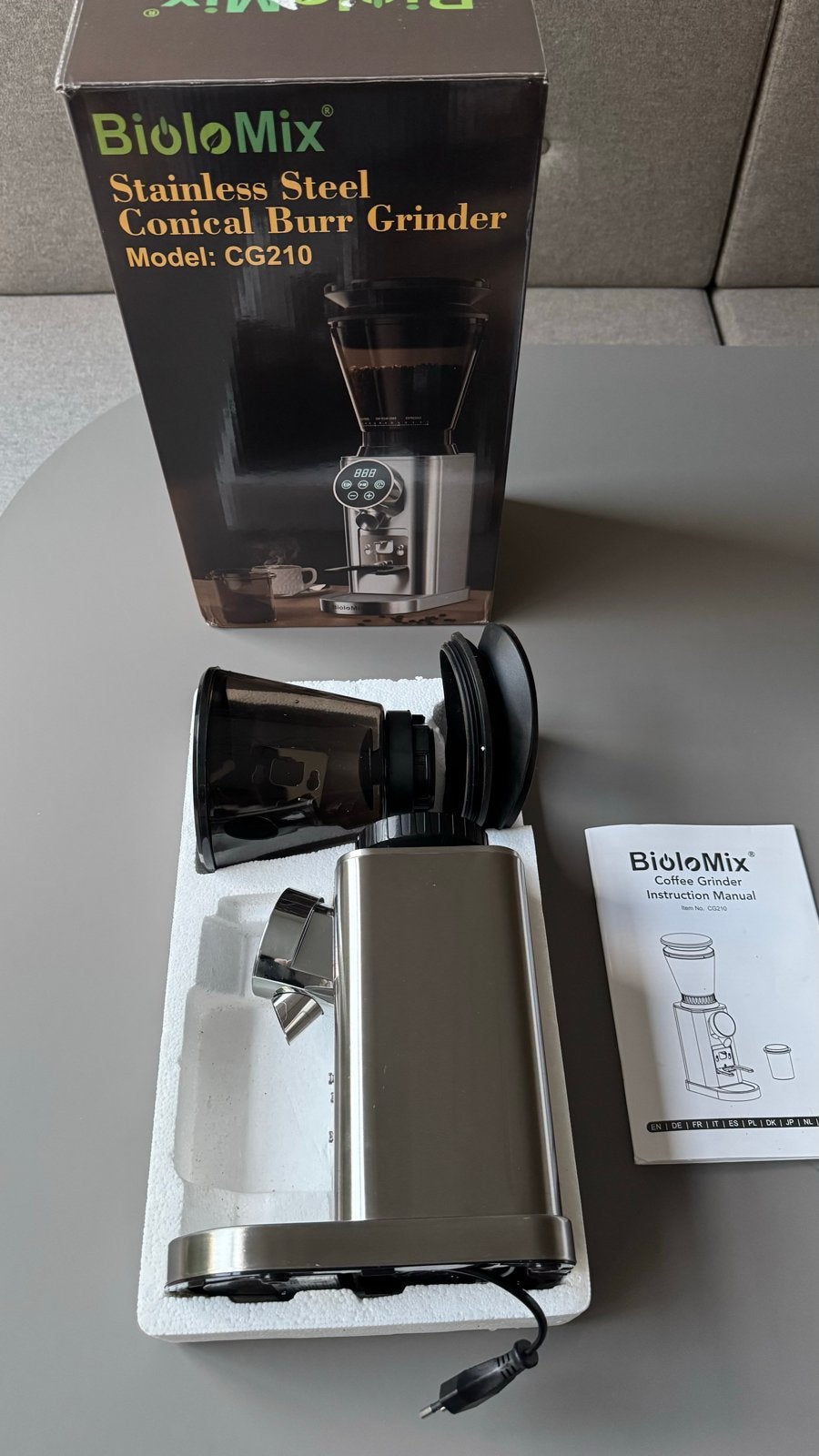 BioloMix CG210 Conische Burr Koffiemolen - Nieuw, Overige modellen, 10 kopjes of meer, Nieuw, Koffiebonen