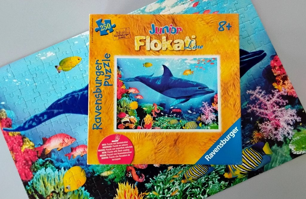 Puzzel - legpuzzel haai - Ravensburger Junior Flokati Line -, Ophalen of Verzenden, Meer dan 50 stukjes, Zo goed als nieuw, 6 jaar of ouder