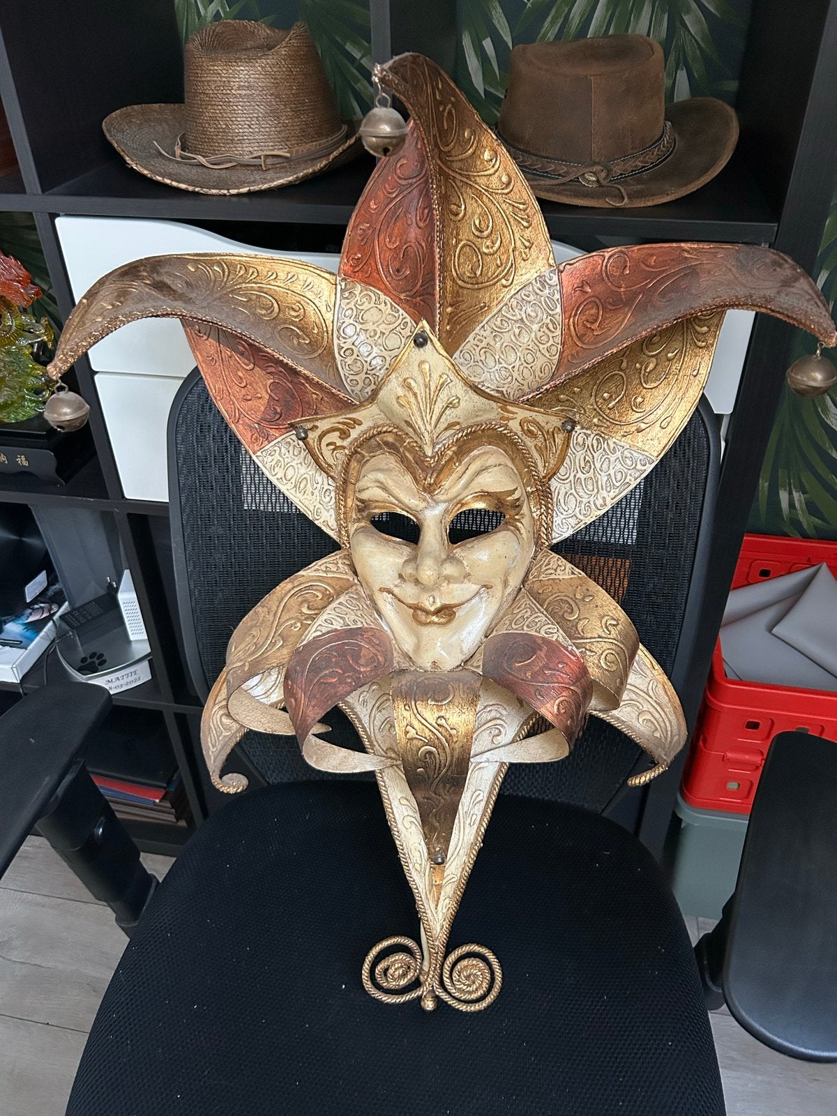 Venetiaans masker met echt bladgoud - Jester / Joker, Ophalen
