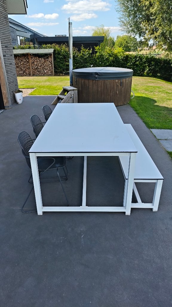 Tuinset met spraystone oppervlak inclusief stoelen, Tuin en Terras, Tuinsets en Loungesets, Ophalen, Gebruikt, Bank, 6 zitplaatsen