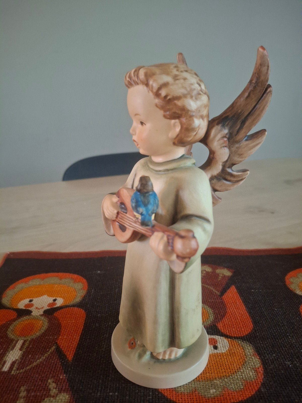 Vintage Goebel Hummel(Kerst) Engel met Luit en Vogel- 20 cm, Ophalen of Verzenden