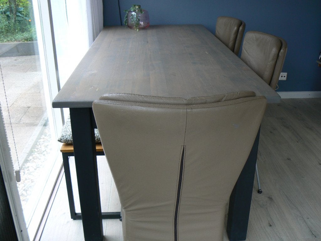6 eetkamerstoelen leer, Ophalen, Gebruikt, Overige kleuren, Leer