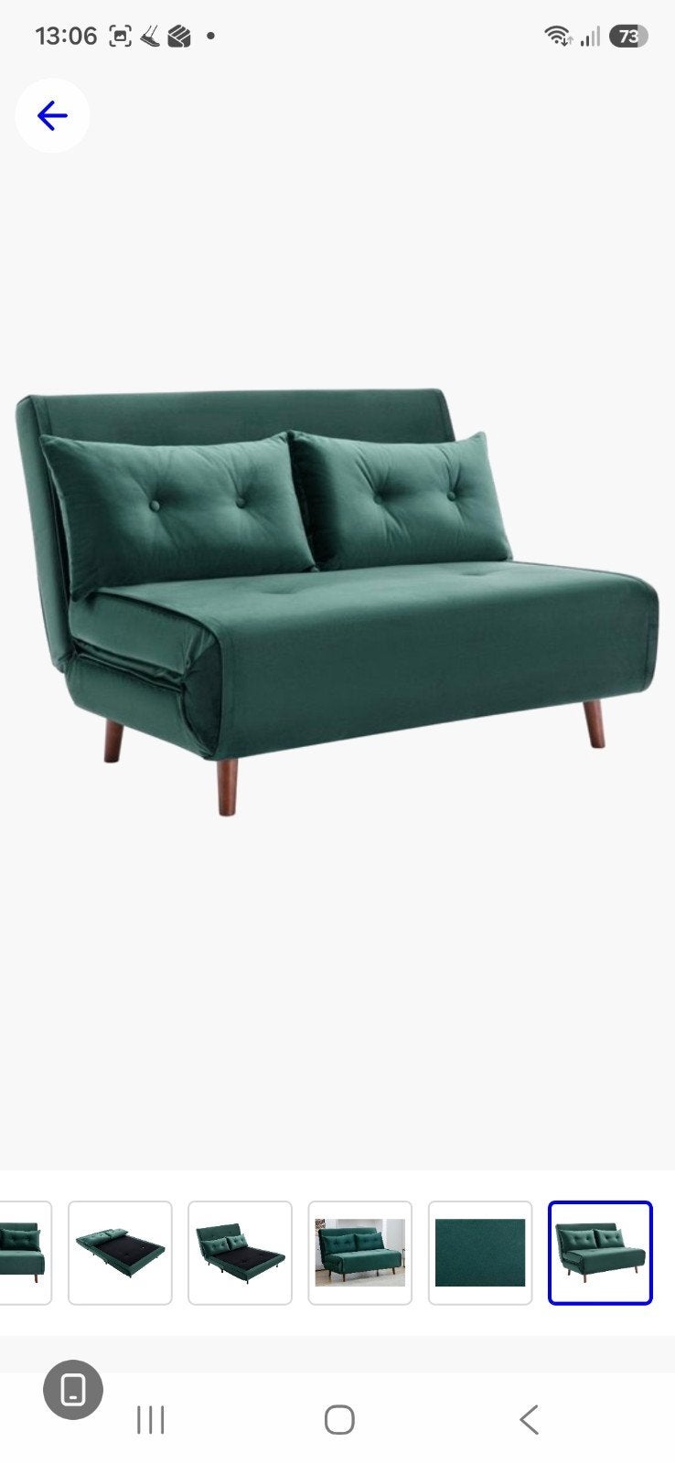 Slaapbankje Haru donkergroen velours, Ophalen, Tweepersoons, Zo goed als nieuw, 120 cm