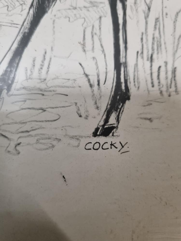 schilderij tekening hert cocky jaren 60, Ophalen of Verzenden, 'T Olde Gre-j, Info@toldegrej.nl, Endepoelstraat 20f Didam