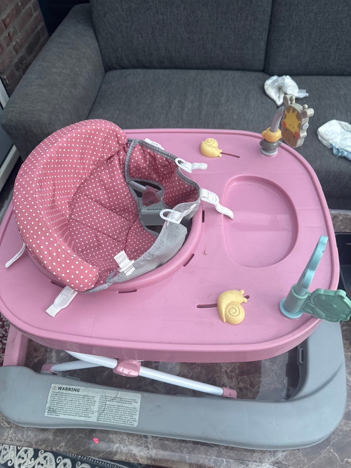 Roze baby loopstoel met speelgoed, Ophalen of Verzenden, Gebruikt