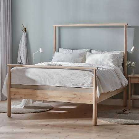Bedframe 140x200cm hout, Ophalen, Bruin, Tweepersoons, 140 cm