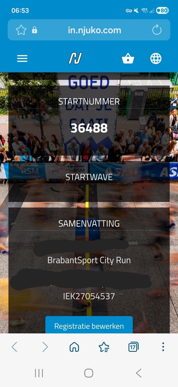 ASML marathon, Tickets en Kaartjes, Eén persoon, Oktober