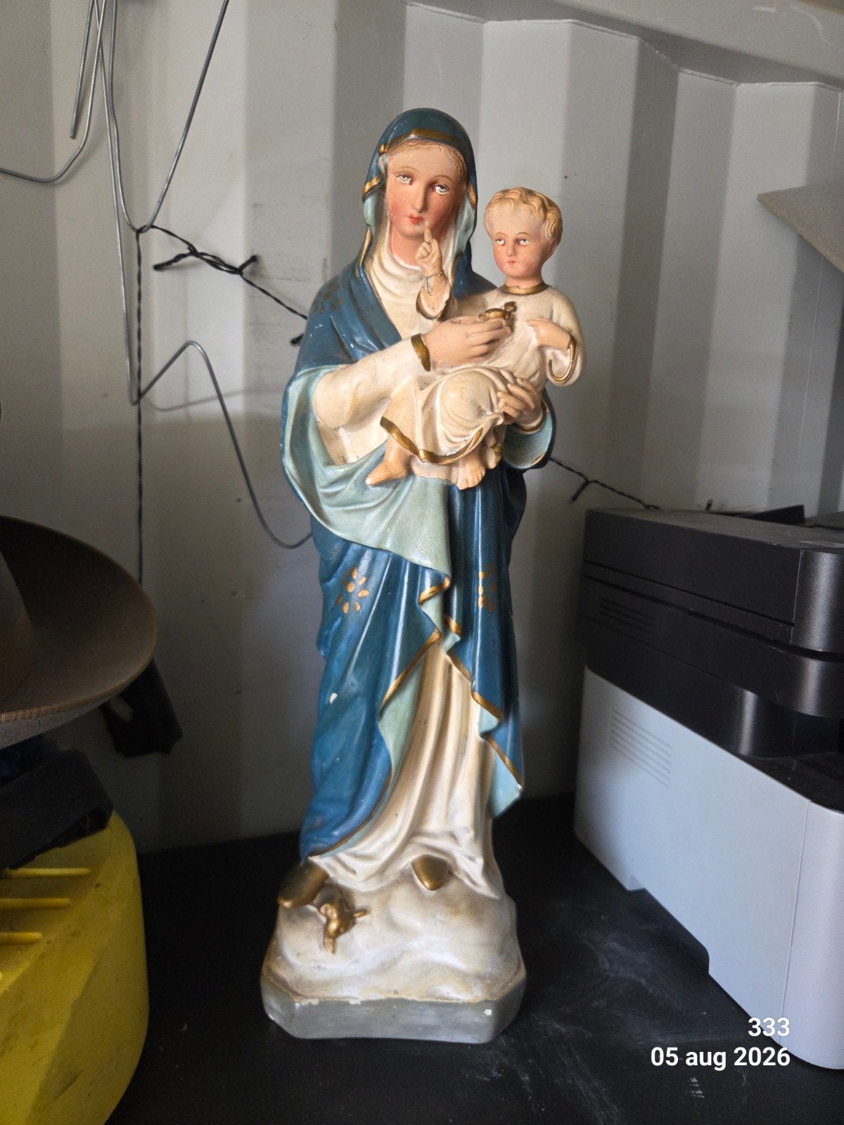Vintage Maria met kind beeld - Religieus decor, Ophalen