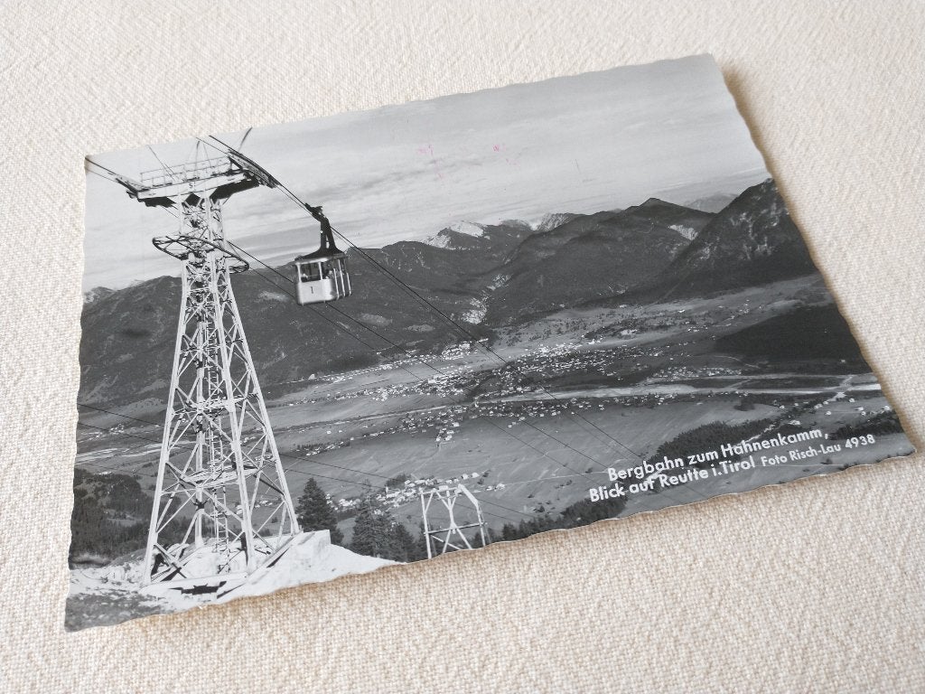 Bergbahn zum Hahnenkamm, Blick auf Reutte i. Tirol, Ophalen of Verzenden, 1940 tot 1960, Ongelopen, Oostenrijk