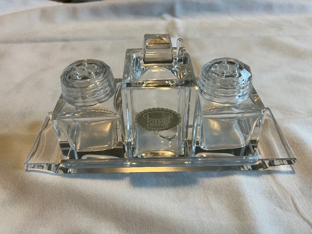 Posseil Kristall vintage peper & zout set, Antiek en Kunst, Ophalen of Verzenden